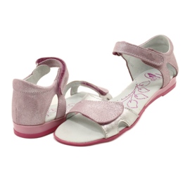 Girls' leather sandals with Velcro RenBut 4333 pink/silver 4 Girls' leather sandals with Velcro RenBut 4333 pink/silver 4