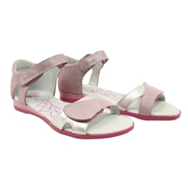 Girls' leather sandals with Velcro RenBut 4333 pink/silver 5 Girls' leather sandals with Velcro RenBut 4333 pink/silver 5