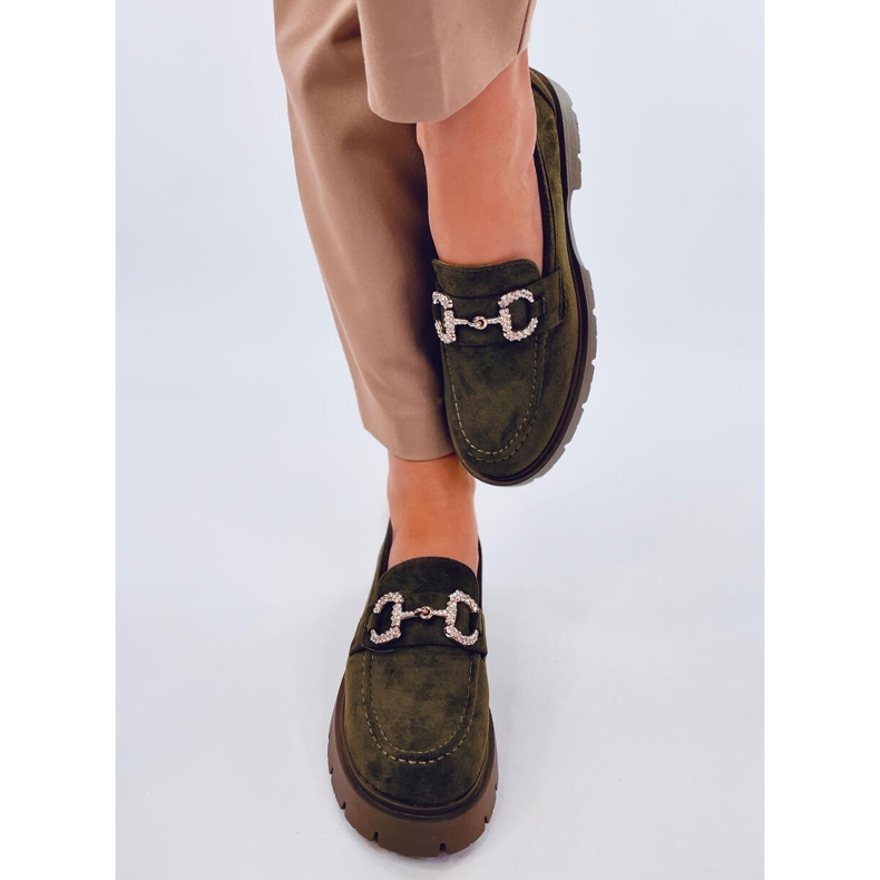 Karins Green suede moccasins with a buckle 2