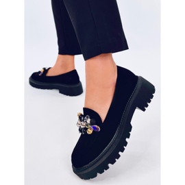 Dollin Black platform loafers with crystals 1