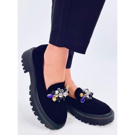 Dollin Black platform loafers with crystals 2