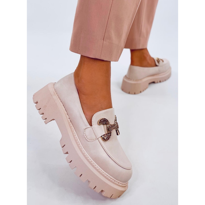 Buess Beige platform full-grain moccasins 1