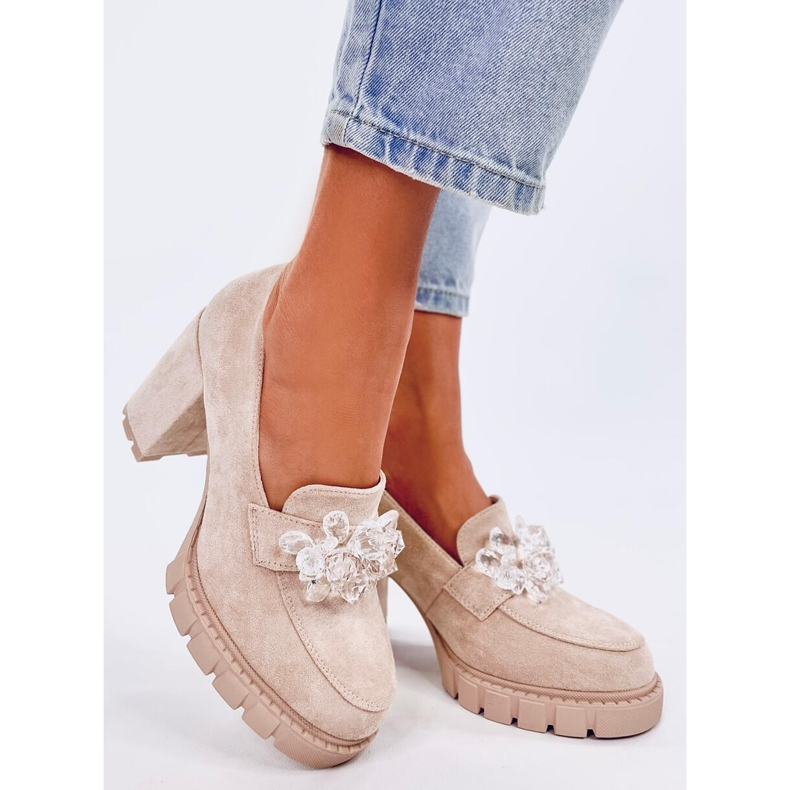 Moccasins Nadine Beige high-heeled ankle boots 1