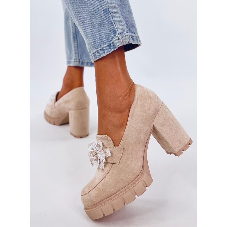 Moccasins Nadine Beige high-heeled ankle boots 2