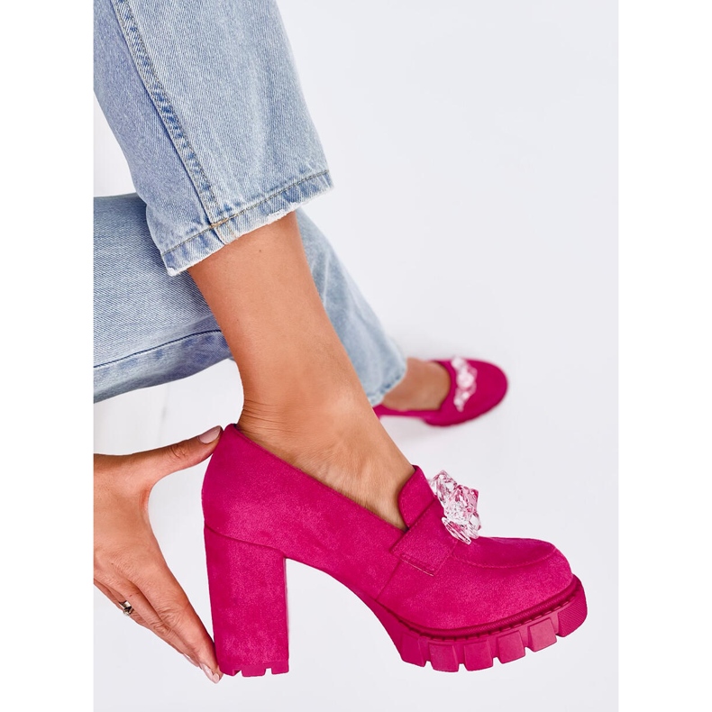 Moccasins Nadine Fuchsia high-heeled ankle boots pink 2