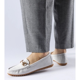 Gray moccasins decorated with a Fernanda buckle grey 1