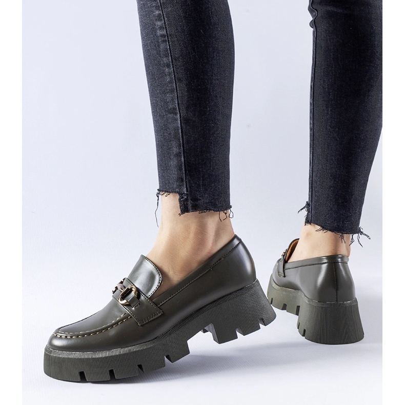 Green moccasins with a Cerzeto buckle 1 Green moccasins with a Cerzeto buckle 1