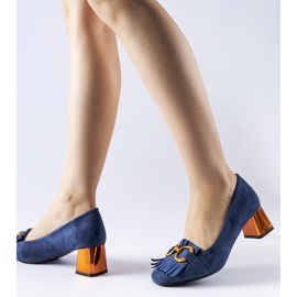 Navy blue high-heeled Basso pumps 1