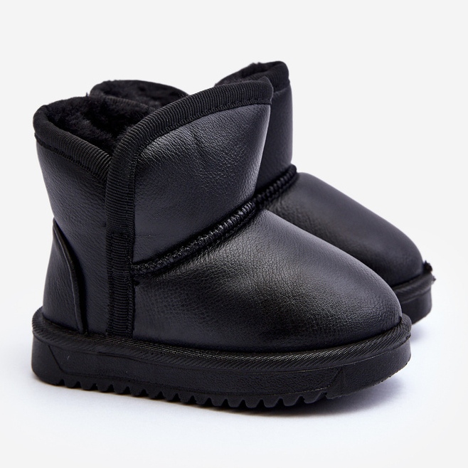 Children s Eco Leather Snow Boots Black Husalta