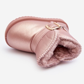 Children's Eco Leather Snow Boots with a Strap, Pink Orinor 1