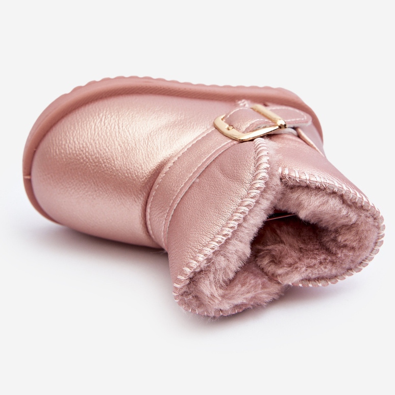 Children's Eco Leather Snow Boots with a Strap, Pink Orinor 1