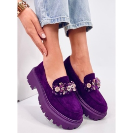 Heidi Purple crystal loafers 1
