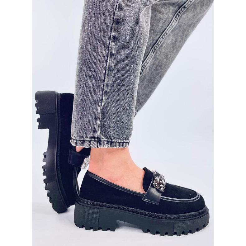 Keters Black platform loafers with stones 1