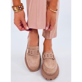 Leena Khaki platform loafers with buckle beige 1