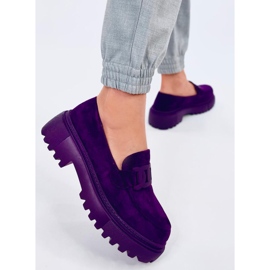 Platform moccasins with buckle Leena Purple violet 1