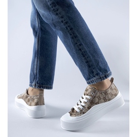 Brown sneakers decorated with the Cavi monogram beige 1