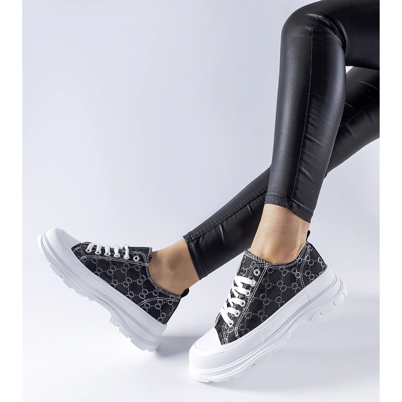 Black sneakers decorated with the Antonella monogram 1 Black sneakers decorated with the Antonella monogram 1