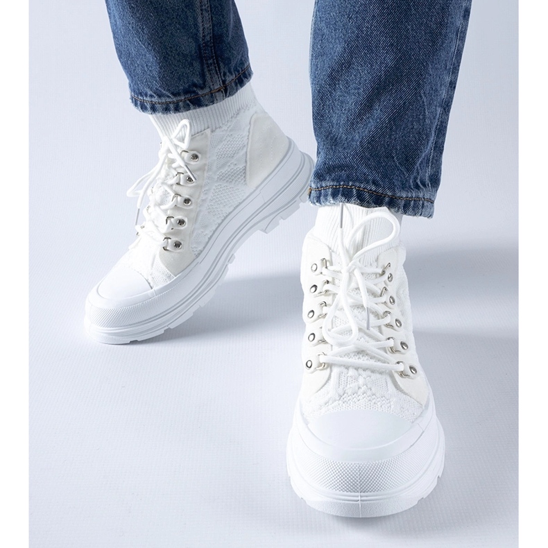 White high-top fabric sneakers by Casalma 1