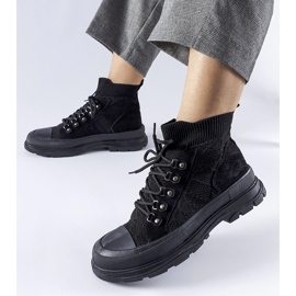 Black high-top Casalma fabric sneakers 1
