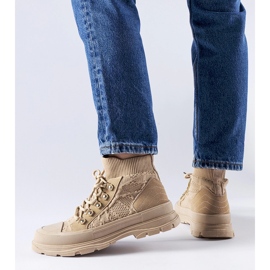 Beige high-top fabric sneakers by Casalma 1
