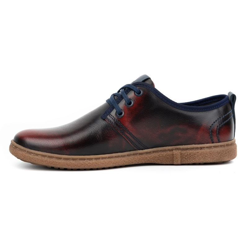 Kampol Men's casual leather shoes 22KAM, burgundy red 1 Kampol Men's casual leather shoes 22KAM, burgundy red 1