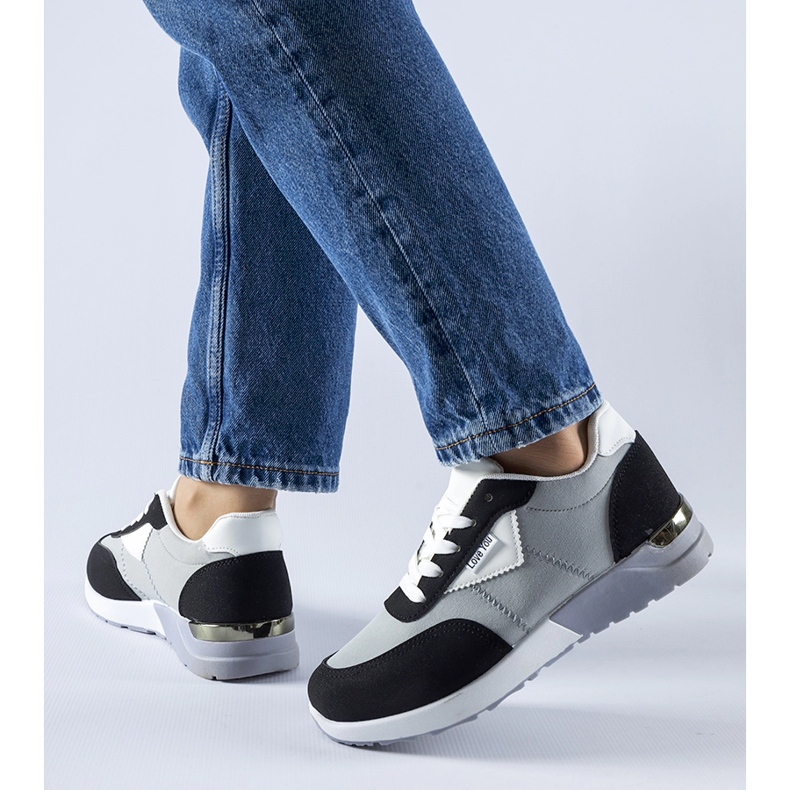 Gray and black fabric sneakers by Geraldino grey 1