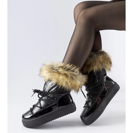 Battle black insulated snow boots with fur 1