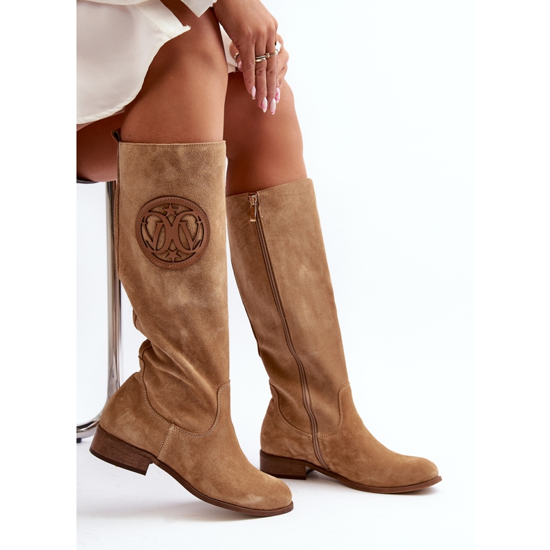 Zazoo 3367 Women's Suede Over-the-Knee Boots, Beige 1 Zazoo 3367 Women's Suede Over-the-Knee Boots, Beige 1