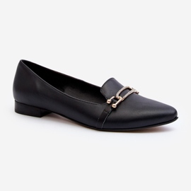 Zazoo 2885 Leather Ballet Flats With Decoration, Black 2