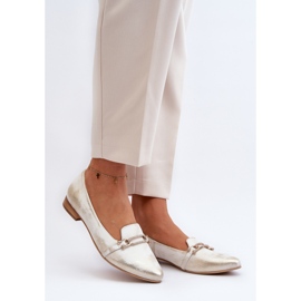 Zazoo 2885 Leather Ballet Flats With Gold and White Decoration golden 2