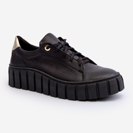 Zazoo 2919 Women's Leather Shoes With a Thick Sole, Black 2