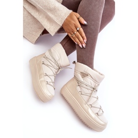 Seastar Women's Platform Snow Boots With Lacing, Beige 3