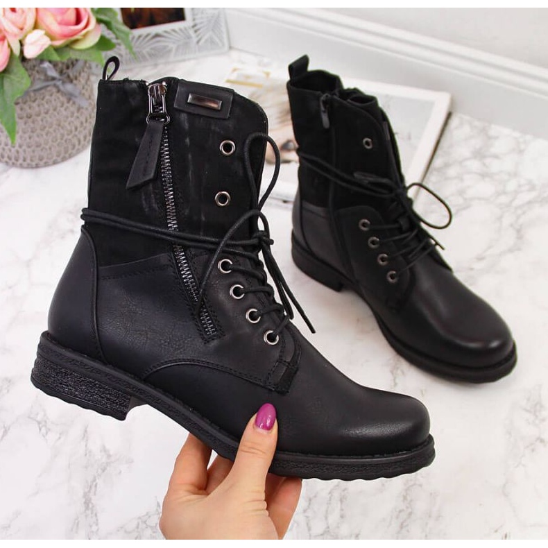 Jezzi W JEZ254A lace-up and zipper bag, black 1