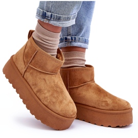 Women's suede snow boots on the platform brown 4