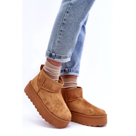 Women's suede snow boots on the platform brown 2