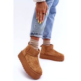 Women's suede snow boots on the platform brown 3