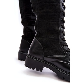 Women's Lace-up Boots With Elastic Upper Black Virxinia 6