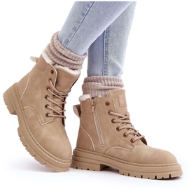 Women's boots insulated with beige fur 4