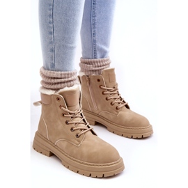 Women's boots insulated with beige fur 3