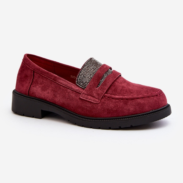 Women's Embellished Burgundy Moccasins by Dananei red 2