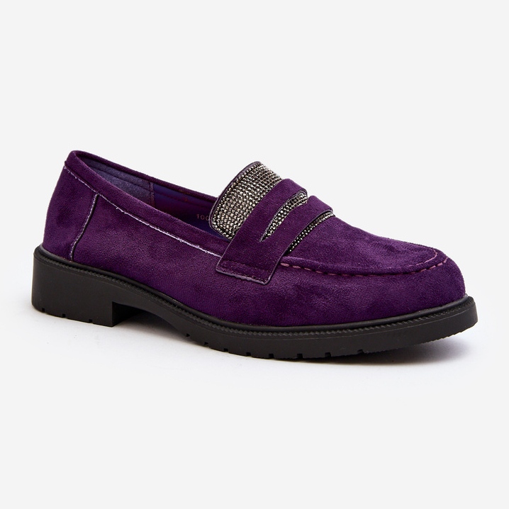 Women's Embellished Purple Moccasins by Dananei 2