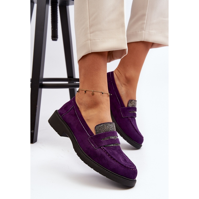 Women's Embellished Purple Moccasins by Dananei 1