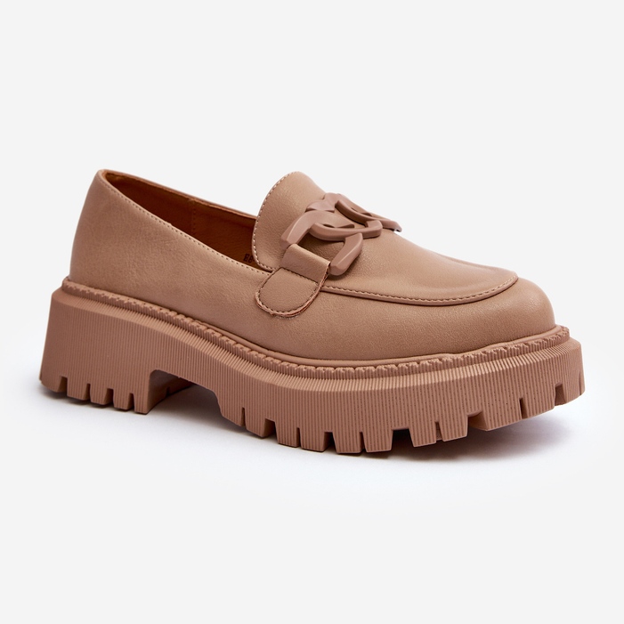 Chunky Women's Moccasins With a Chain Beige Dataia 1