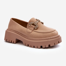 Women's Moccasins With Decoration, Dark Beige Gargi 2
