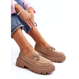 Women's Moccasins With Decoration, Dark Beige Gargi 1