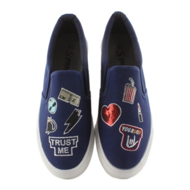 Sneakers slip-on with embroidery NB102P Dark Blue navy blue 2
