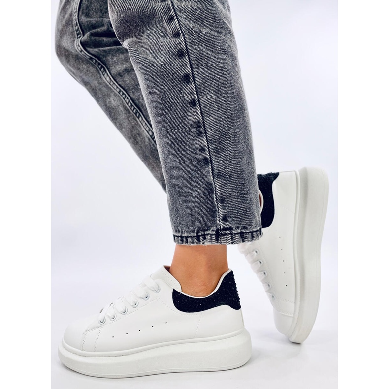 Parkss WHITE/BLACK platform sneakers with rhinestones 2 Parkss WHITE/BLACK platform sneakers with rhinestones 2