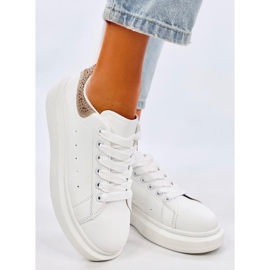 Parkss WHITE/GOLD platform sneakers with rhinestones 1