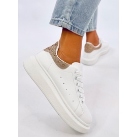 Parkss WHITE/GOLD platform sneakers with rhinestones 2