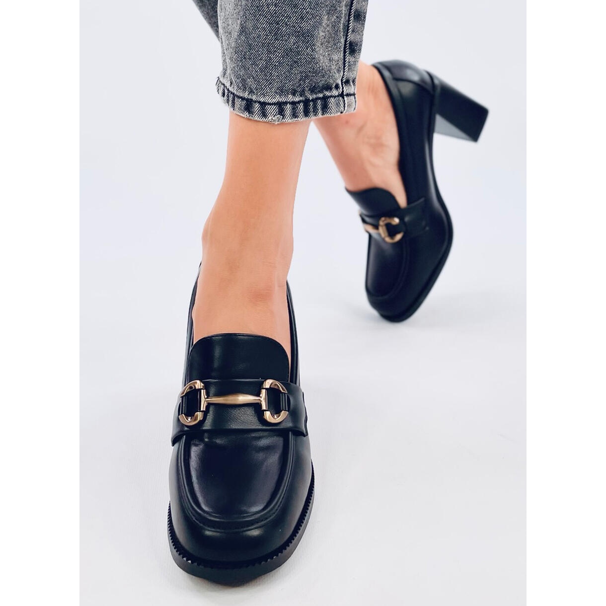 Varvai Black high heeled loafers KeeShoes